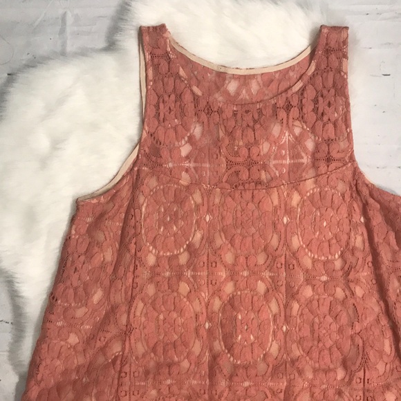 Free People Mauve Sleeveless Lace Lined Slip On Dress Small - Picture 2 of 5